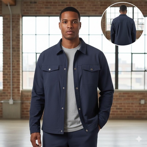 lululemon athletica Other - Lululemon Twill Utility Functional Field Jacket Mens XL Navy Blue Snap Front